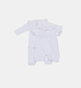 طقم دنغري مكشكش بتطريز نحل 4 قطع