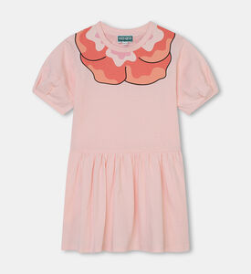 فستان جيرسيه قطن عضوي مزين بزهرة