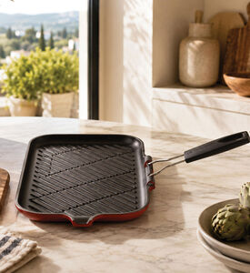 Le Creuset Cast Iron Meat Grill Pan, Red, 36x20-cm, Packshot View