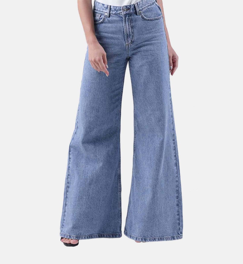 High Waist Wide Leg Denim Jeans