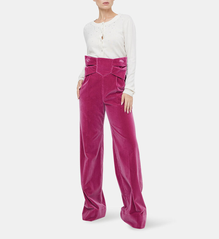 بنطال أليكس مخملي بفيونكة عالية الخصر