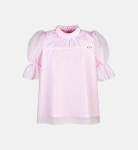 بلوزة مزينة بأكمام منتفخة مزينة