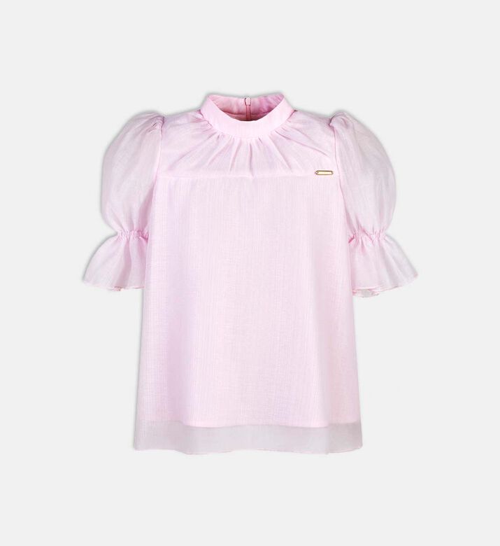 بلوزة مزينة بأكمام منتفخة مزينة