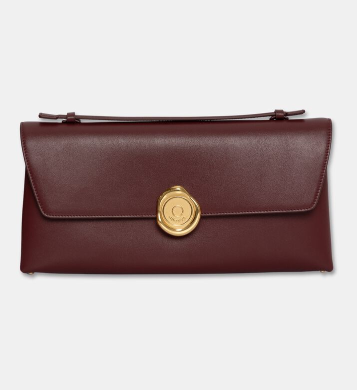 Mlouye Calf Leather Seal Clutch, Burgundy, Packshot View