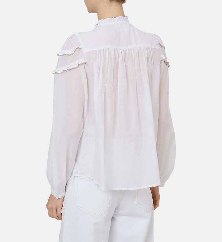 بلوزة طويلة الأكمام بتفاصيل مكشكشة