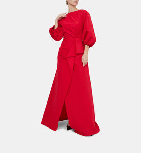 Silk Puffy Sleeves Maxi Dress