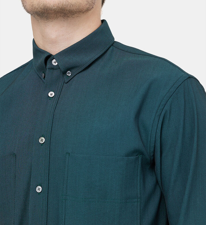 قميص بياقة سادة من مزيج الصوف