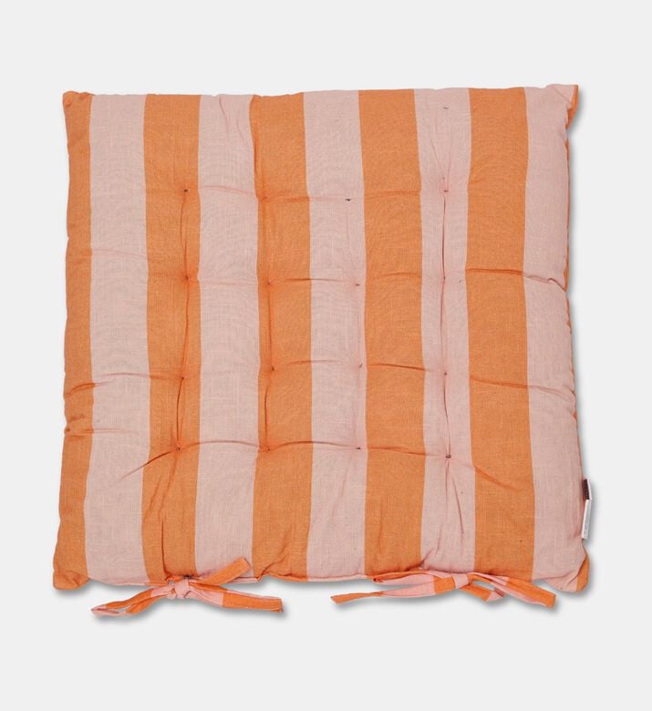 Home Deco and More Linea Cotton Striped Two-ties Chair Pad, Packshot View