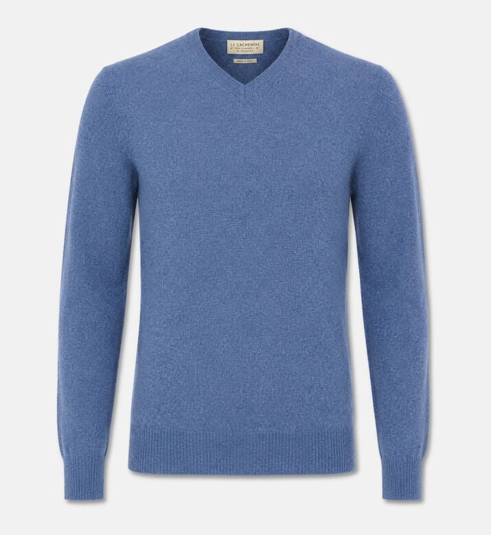 Galeries Lafayette Cashmere V-neck Sweater, Blue, M, Packshot View