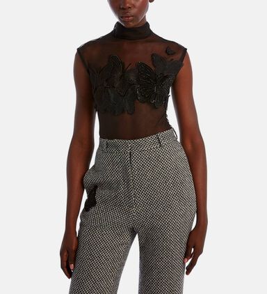 Vesper Crystal Butterfly Sleeveless Bodysuit