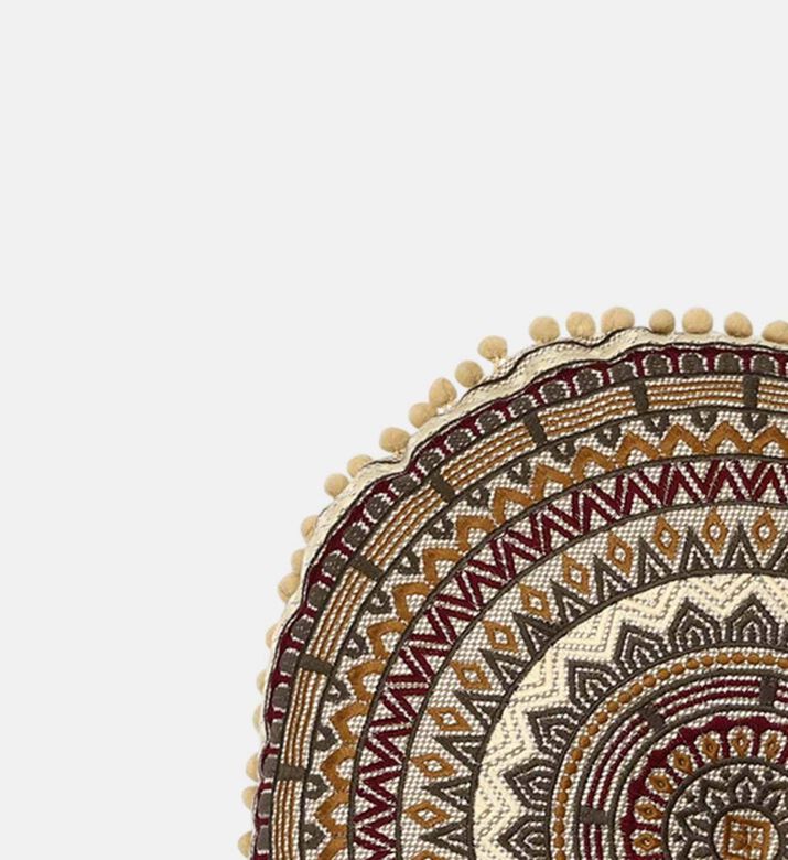 Gaddi Embroidered Pompom Filled And Vaccumed Cushion