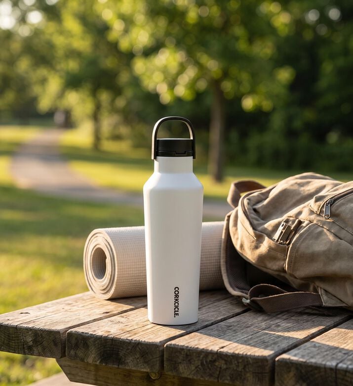 Corkcicle Sip Cap Top Handle Bottle-590ml, Grey, Model View