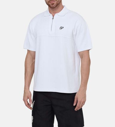 Logo-embroidery Quarter-zip Polo Shirt