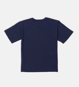 تيشيرت قطن قصير الأكمام بياقة دائرية وطباعة ثلاثية الأبعاد