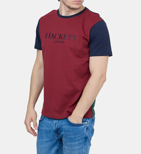 تيشيرت بشعار مطرز مقسم بألوان