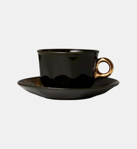 Essenza Coffee Cup And Saucer Masterpiece, Dark-green, 220-ml, Packshot View
