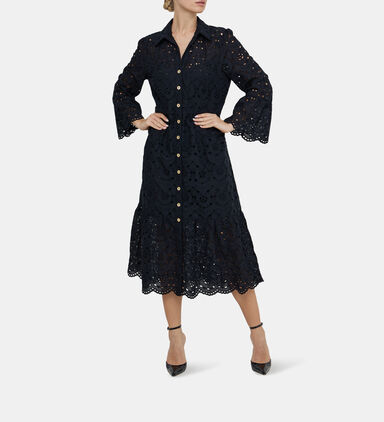 Embroidered Midi Shirt Dress