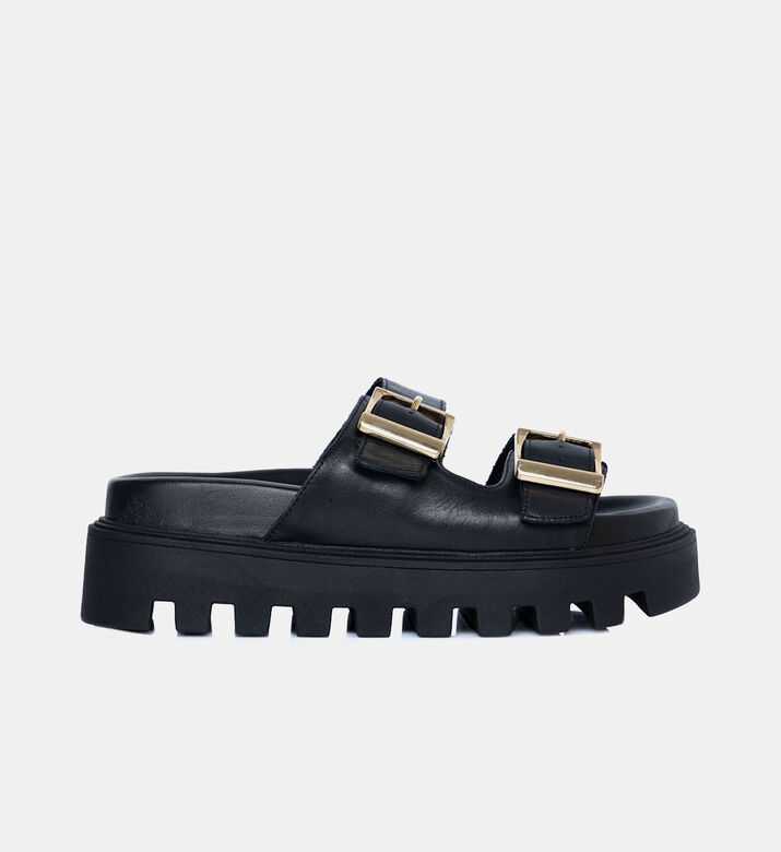 Tractor Leather Platform Sandals