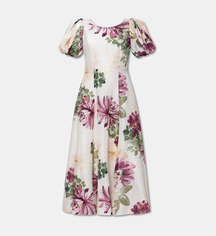 Carter and White Puff Sleeve Floral A-line Dress, Packshot View