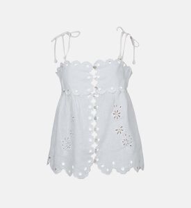 Linen Flowers Richelieu Sleeveless Blouse Linen Flowers Richelieu Sleeveless Blouse