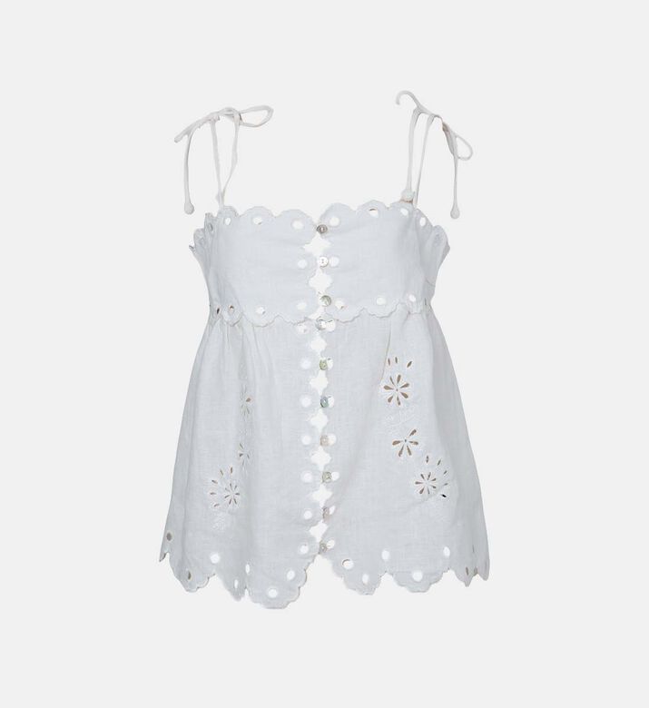 Linen Flowers Richelieu Sleeveless Blouse Linen Flowers Richelieu Sleeveless Blouse