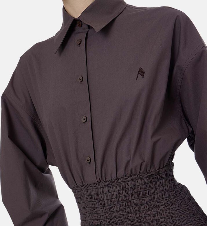 Long-sleeve Elastic Waist Mini Dress Long-sleeve Elastic Waist Mini Dress