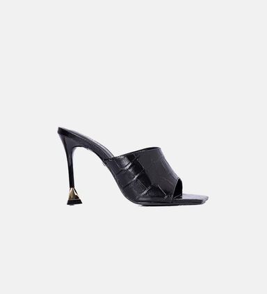Crocodile-embossed Slip-on Mules