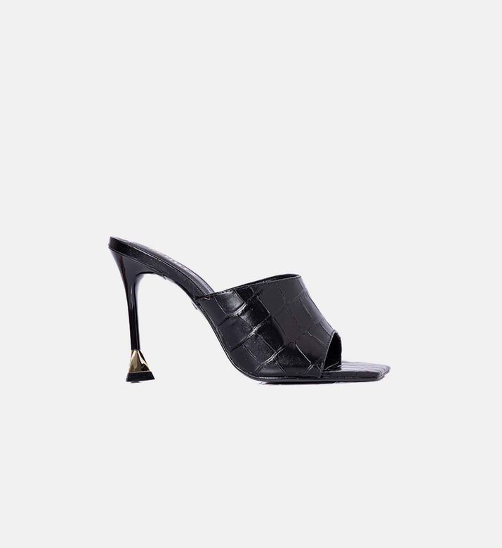 Crocodile-embossed Slip-on Mules
