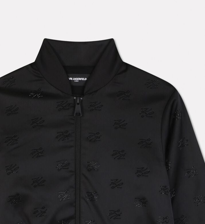 Karl Lagerfeld Embellished Zip Jacket With Smocked Cuffs, Packshot View