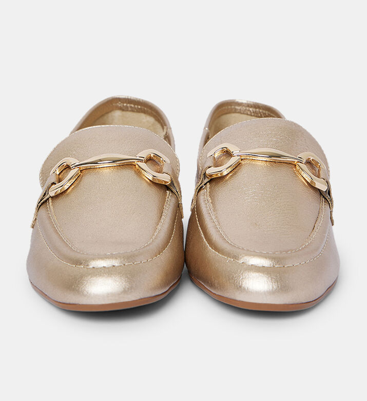 حذاء لوفر بكعب مسطح معدني