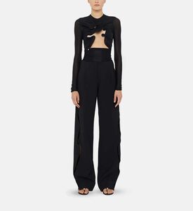 بلوزة طويلة الأكمام بفتحة