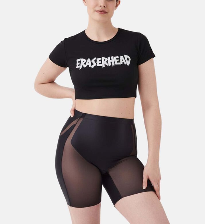 Spanx Booty-lifting Mid-thigh Shorts, Black, L, Model View