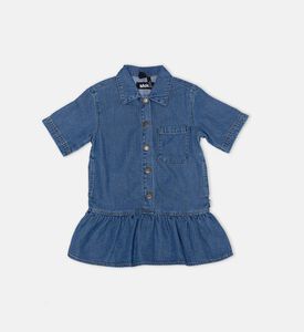 فستان سيليز دنيم بحافة مكشكشة