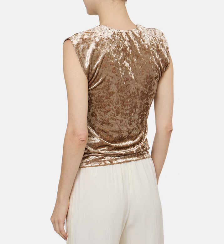 بلوزة بلا أكمام مخمل مطاطي بألوان قزحية