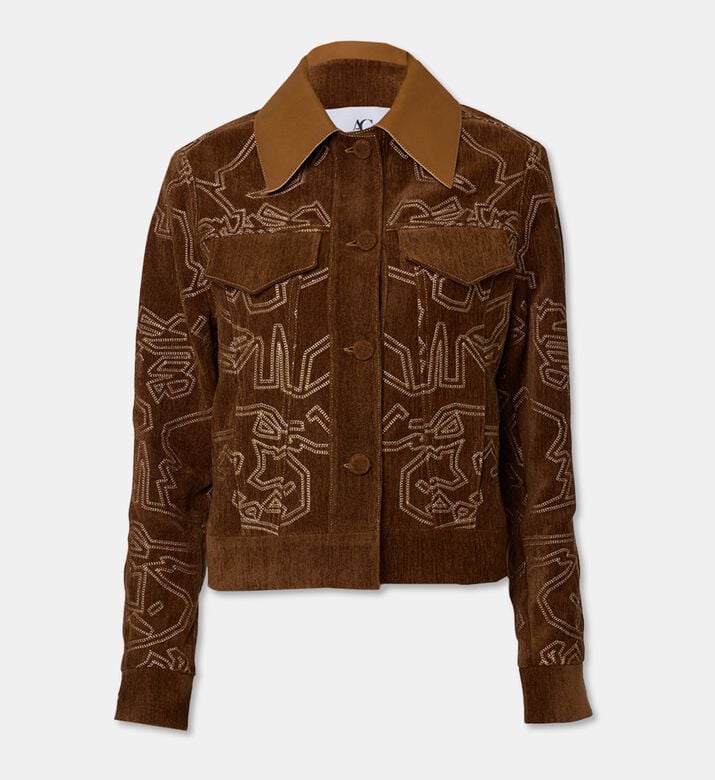 Arad Ghaderian Artisanal Corduroy Embroidered Cropped Jacket, Packshot View