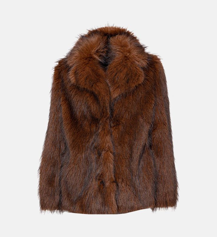 The Kooples Faux Fur Boxy Jacket, Brown, S, Packshot View