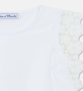Tartine et Chocolat Lace-trim Cap Sleeves T-shirt, White, 6y, Packshot View