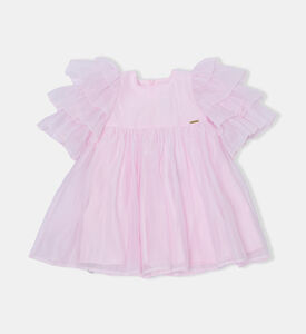 فستان متوسط الطول واسع بكشكشة