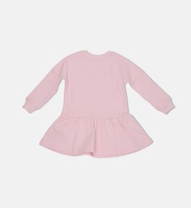 فستان طويل الأكمام بقصّة هرمية بطبعة دب تيدي وشعار