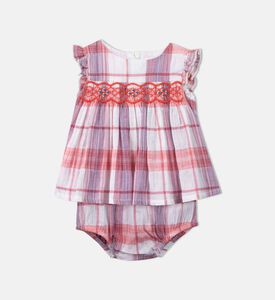 طقم قطعتين مكشكش بنقشة مربعات