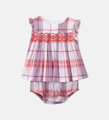 Check Smocked Two-piece Set