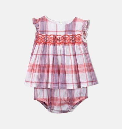 Check Smocked Two-piece Set