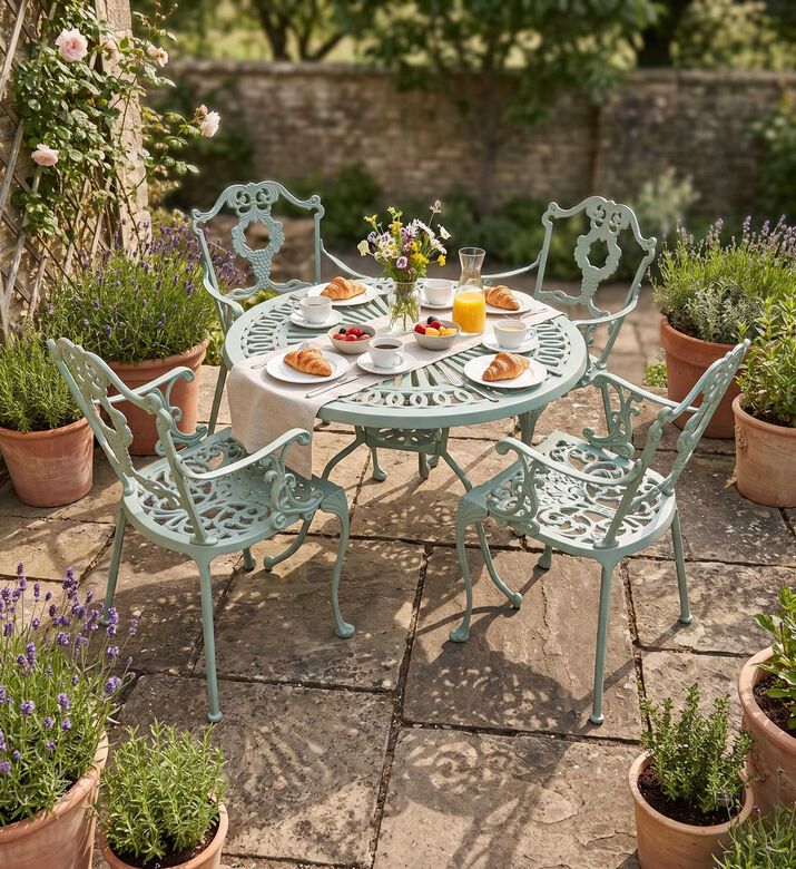 Home Deco and More Bistro Dining Table With 4 Chairs Green, Packshot View