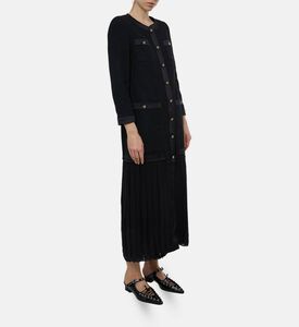 Edward Achour Paris Tweed Top Pleated Maxi Dress, Model View