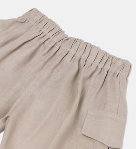 Linen Adjustable Waistband Cargo Shorts