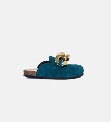 Leather Chain Loafer Mules