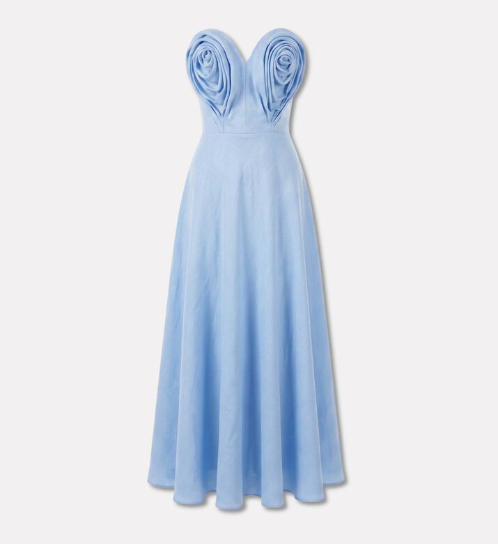Savanna Linen Draped Sweetheart Dress, Packshot View