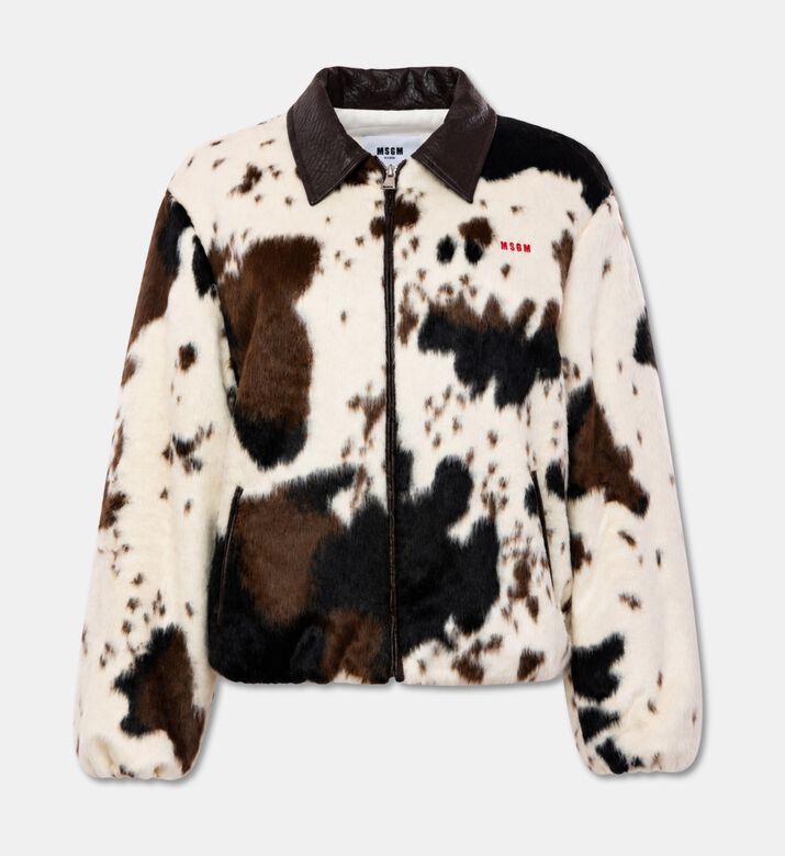 MSGM Faux Fur Printed Jacket, Packshot View