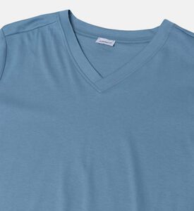 تي شيرت قطن بأكمام قصيرة ورقبة على شكل حرف V