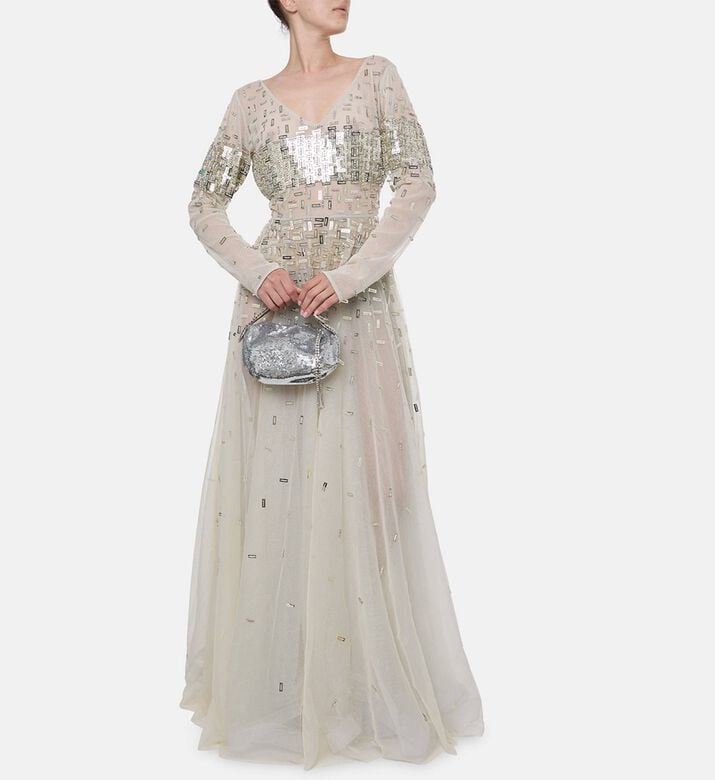 Christophe Guillarme Tonal-embroidery Straight Dress, White, 42, Model View